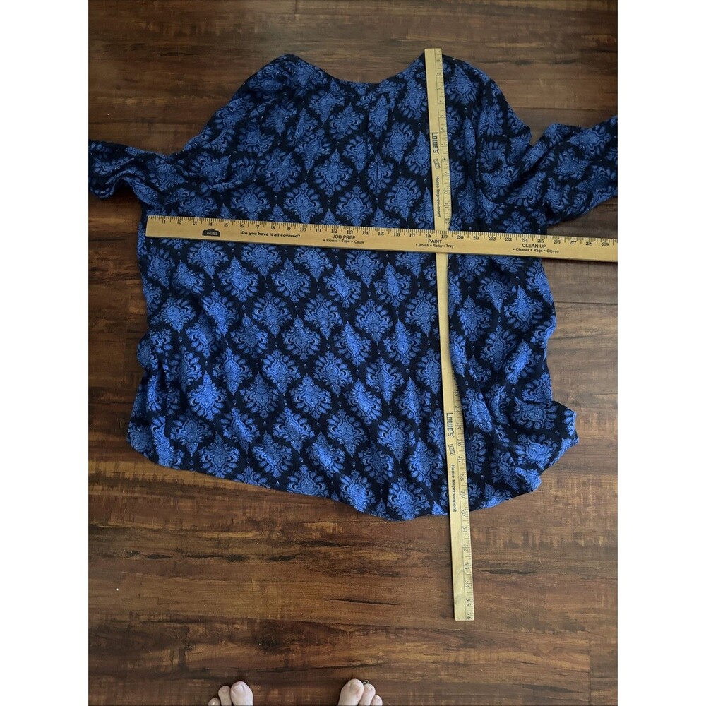 Terra & Sky Womens‎ Plus Size 3X Blue Floral Tunic Long Sleeve Asymmetrical Hem - Picture 9 of 11